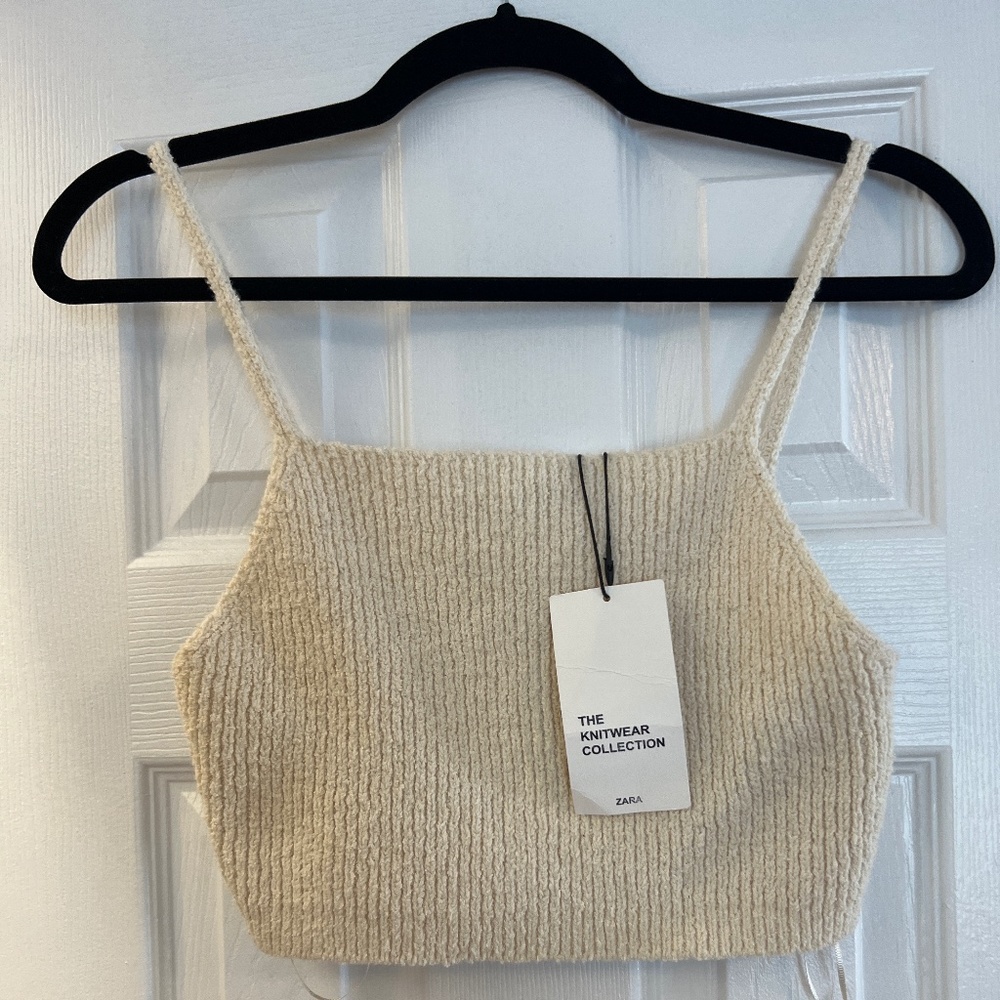 Zara cream knit crop top